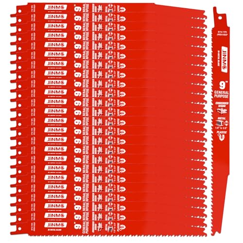 25 Pack 9 Inch 8/14TPI Reciprocating Saw Blades for Wood and Nail-Embedded Wood Demolition Metal Cutting for 1/8-3/8 Medium Metals and PVC Pallets etc.- Compatible with Diablo Bi-Metal Sawzall Blades