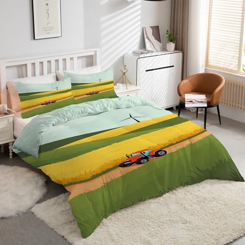 Housse de couette tracteur 200x200 douce et facile à fermer pour lit enfant