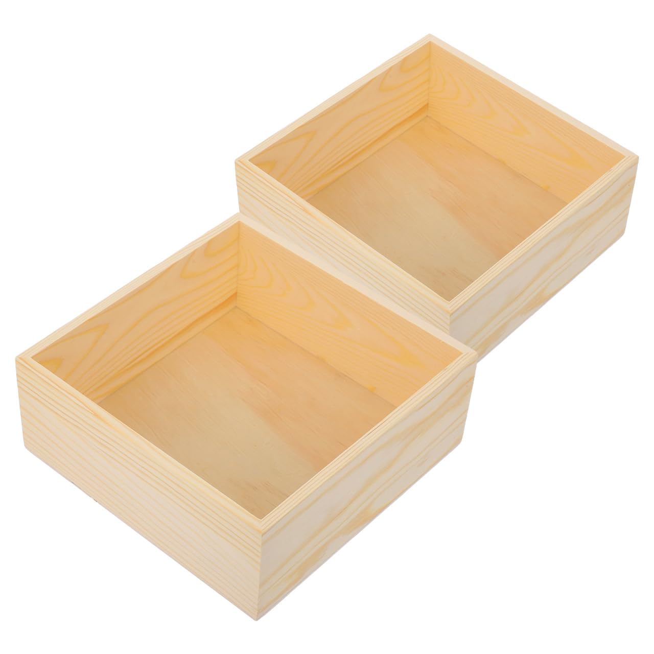 Angoily Holzkiste Ohne Deckel 20X20X3.15In Quadratische Holzbox 2Er Set Für Büroorganisation Bastel Aufbewahrungsbox Und Heimdekoration
