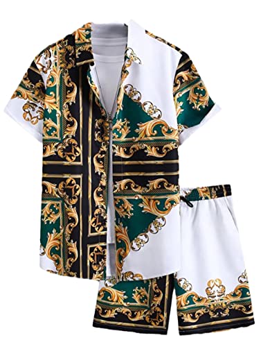 Ensemble de chemises d'été pour hommes légères contre la chaleur motif floral hawaïen XL