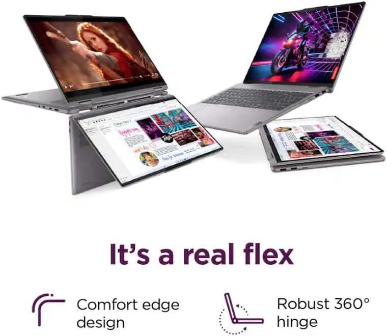 Image of Lenovo Yoga 7 Copilot + 2-in-1 Laptop 16.0 inch Touchscreen IPS WUXGA Display (AMD Ryzen 7 8840HS, 16GB LPDDR5X, 512GB M.2 PCIe SSD, Fingerprint, Webcam, Backlit KB, WiFi 6E, Bluetooth 5.3, Win 11 Pro)