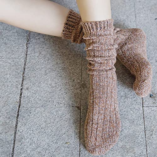 TINTAO 3 Pairs Women Winter Wool Cable Knit Crew Knee High Boot Socks,Size 5-11#W919 (Polyester Blend, Color A05)