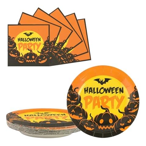 AHPYEUHK Halloween Paper Plates and Napkins Set Cover