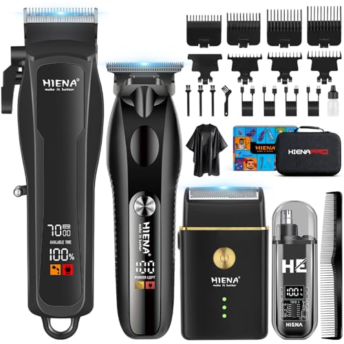 HIENA PRO Tondeuse à cheveux pour homme, sans fil, tondeuse à barbe, rasoir à lames, tondeuse à nez, kit complet de rasage et de coupe de cheveux...