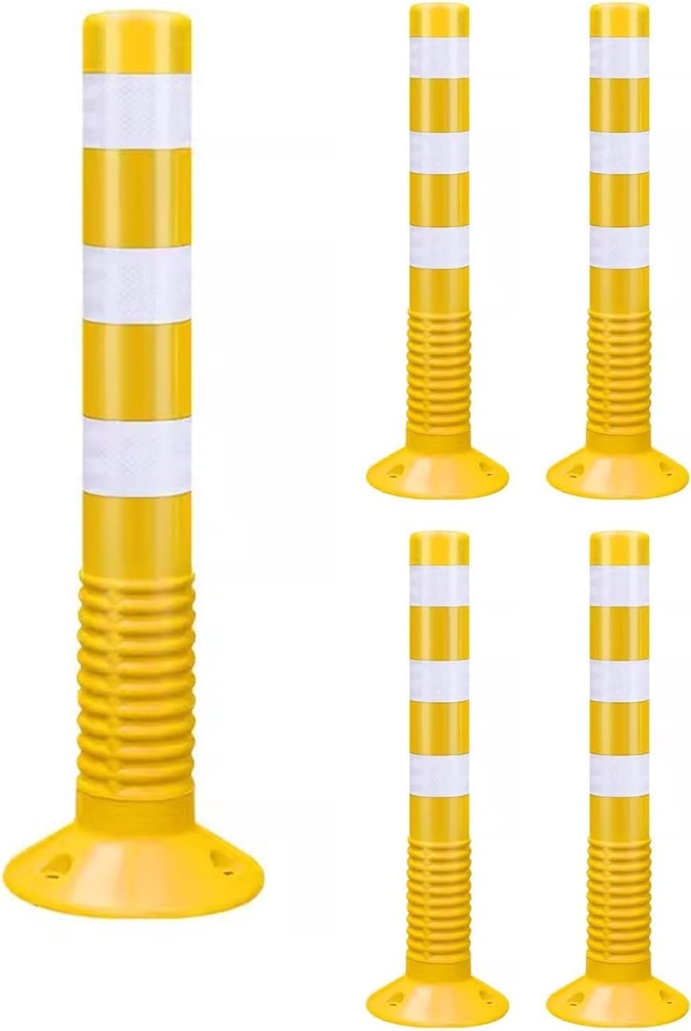 GHHVFEC Reflective Traffic Bollard Soft Rubber Parking Ber Fixed Safety Cone Yellow Roadblock Post Trennschutzplanke for Traffic Control and Parking Management