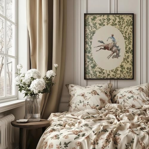 2Pcs Western Cowboy Canvas Wall Art Western Country Posters Prints Bohemian Style Cowboy Paintings Mid-Century Western Retro Pictures Wall Decor for Bedroom Bathroom Living room Decor Unframed - Image 4