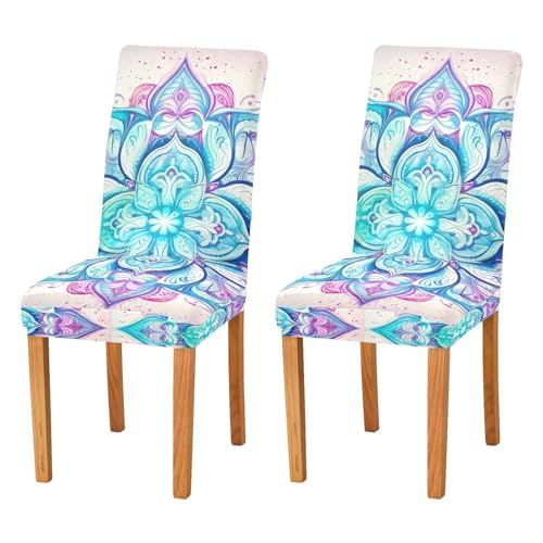 xigua Hermoso patrón de mandala (4) funda para silla, lavable, suavidad para 2/4 piezas, protector de silla de instalación elástica para vacaciones, fiestas, cenas, barbacoas, hotel11