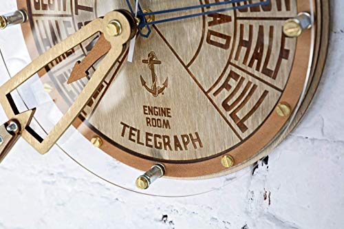 Engine Order Telegraph With Moving Handle Wall Clock Handcrafted Wooden Marine Home Decor, Personalized Custom Made Gift, Kitchen Living Room Office Boat Interior Design, Decorative Art #TOP3