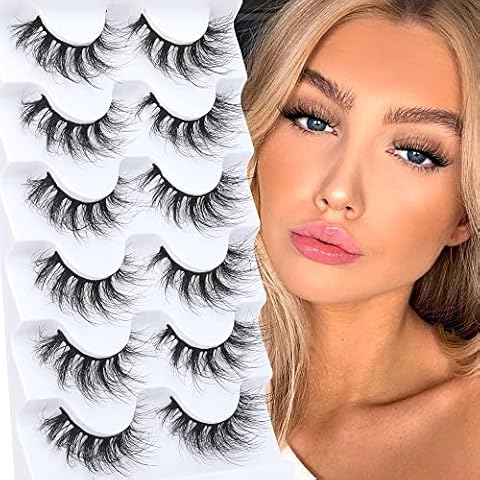 GVEFETIEE Mink Lashes Wispy Long Cat Eye Lashes Dramatic Fluffy Strip False Eyelashes 20MM 3D Volume Halloween Fake Lashes 6 Pairs Pack Cover