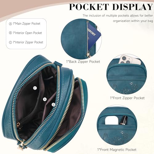 Image of Small Crossbody Bags for Women, RFID Phone Purse with Card Slots, Triple Compartments Lightweight Shoulder Bag