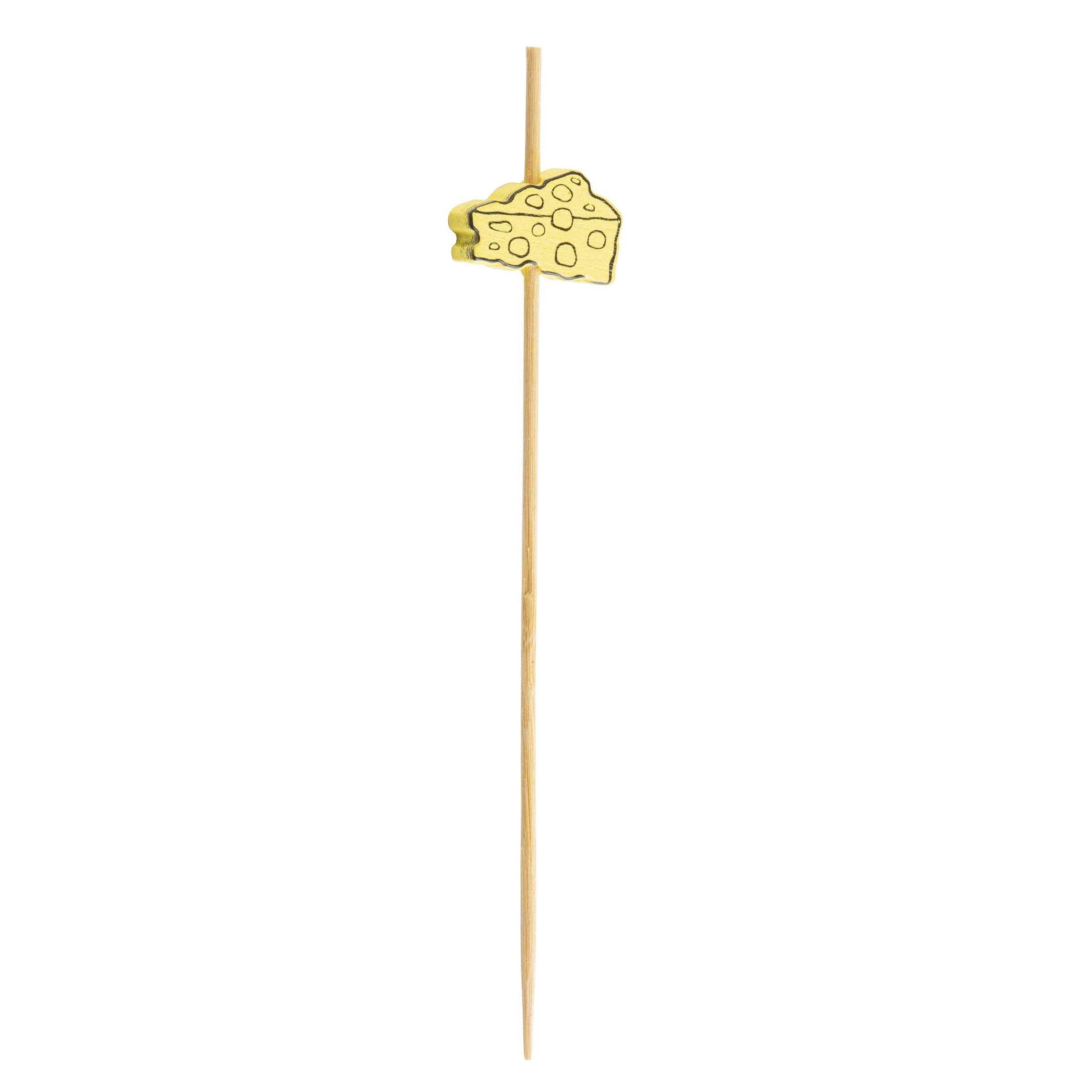 TableCraft 11762 Decorative Picks, Cheese, 5/8" x 1/4" x 4-1/2", Natural Bamboo (Pack of 100)