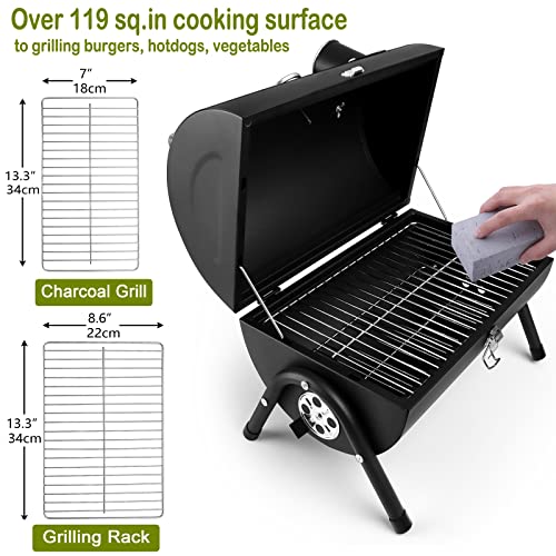 Leonyo Portable Charcoal Grill Set Of 12, Small Bbq Grill, Mini Tabletop Charcoal Grill With Barbecue Fork, Tongs, Compact Camping Grills For Outdoor Rv Traveling Picnic, Patio, Backyard, Beach #TOP5