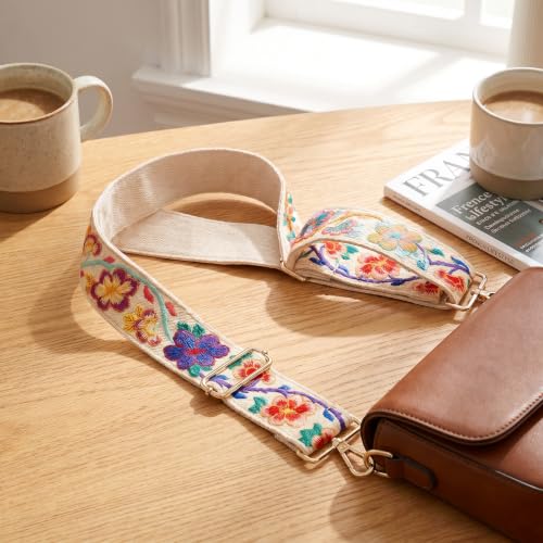 Image of Crochet Flower Purse Strap,Knit Wide Replacement Crossbody for Shoulder Strap Bag Adjustable 2inch Guitar Strap