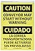 NMC ESC130PB Bilingual OSHA Sign, Legend "CAUTION - CONVEYOR MAY START WITHOUT WARNING", 10" Length x 14" Height, Pressure Sensitive Vinyl, Black on Yellow