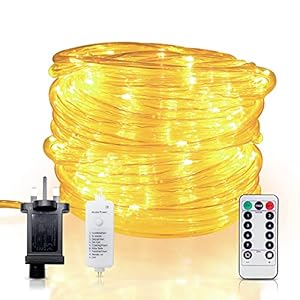 30M 300 LED Rope Lights Mains Powered, IP65 Waterproof Rope Lights Outdoor, Led Tube String Lights with Remote and Timer…