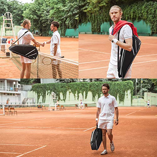 Fitdom Black Tennis Racket Bag - Can Carry Up to 3 Racquets. Perfect for Men, Women, Junior & Kids. Made from Heavy Duty Zipper & Durable Exterior for Your Gears, Towels, Balls and Accessories. - Thumbnail 2