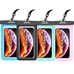 Newppon 4 Pack 8.5“ Waterproof Cell Phone Pouch – Underwater Dry Bag Case Lanyard – Water Proof Clear Holder Protector for iPhone 16 15 14 Pro Max Plus Samsung Galaxy S25 Ultra Note for Beach Swimming