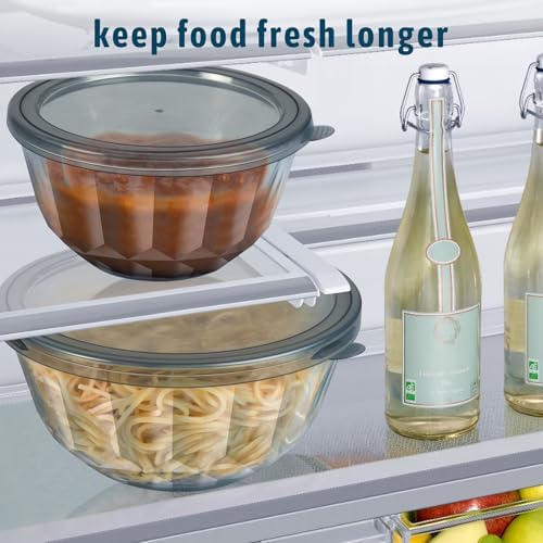 Freshmage Mixing Bowls with Airtight Lids Sets, 5 Packs Thick Glass Nesting Bowls for Kitchen Baking, Meal Prepping, Bpa Free, Dishwasher Safe, 0.5/0.8/1.6/2.7/4.4 Qt - Thumbnail 5