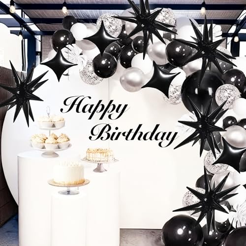 Image of TONIFUL 18Pcs 22Inch Black Large Explosion Star Mylar Balloons and 10Inch Four Pointed Star Balloons Set for Christmas New Year Birthday Wedding Bridal Shower Anniversary Photo Booth Supplies