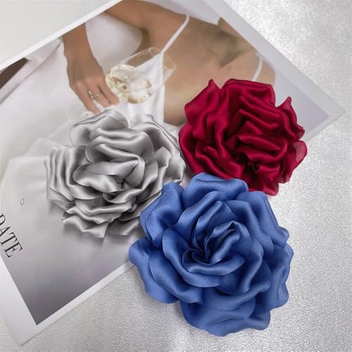 Image of Dainty Peony Rose Flower Brooches Lapel Pins Delicate Elegant Fabric Flowers Brooch Pin for Women Flower Corsage for Wedding Party Accessories Jewelry Gifts100mm