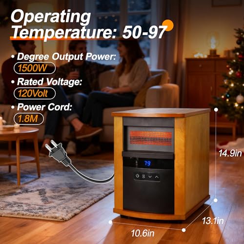 Image of Space Heater 1500W Infrared Heaters for indoor use Realsmart Electric Room Heater High-efficiency heating Indoor Heaters with Remote Control Timer Overheat&Tip Over Protection for Bedroom Office
