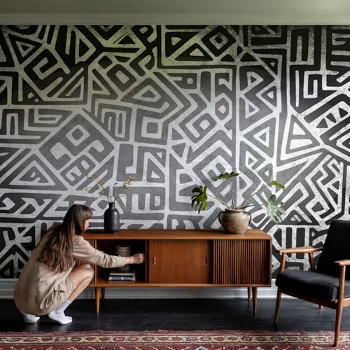 Papier Peint Salon et Chambre Labyrinthe Géométrique Grand Format - 4