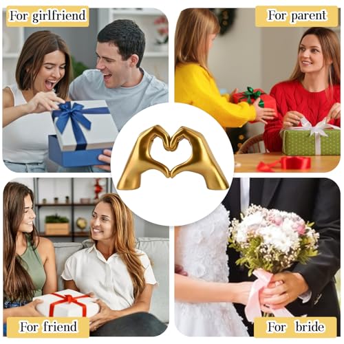 Estatua de Manos en Forma de Corazón Dorada para Decoración miniatura 5