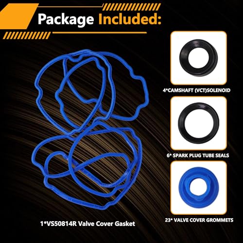 Image of VS50814R Valve Cover Gasket Set Compatible with Ford Edge /Explorer /F150 /Mustang /Transit-150 250 350, Lincoln MKT /MKX /MKZ /MKS, Mobility MV-1 3.5L 3.7L V6 2011-2020