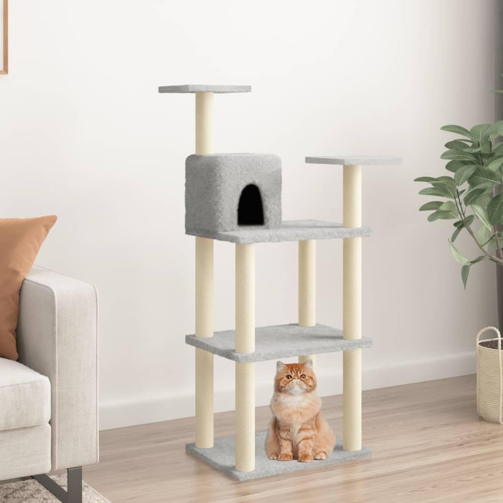 vidaXL Rascador para Gatos con Postes de Sisal 119 cm Gris Claro Mascotas
