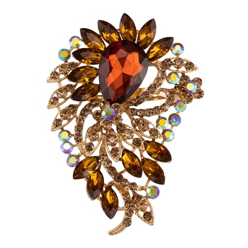 Image of SELOVO Big Large Flower Statement Brooches Pins Scarf Decoration Gold Tone