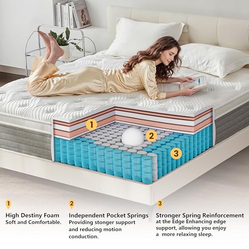 Image of Full Mattress 12 Inch, Medium Firm Full Size Mattress in a Box,Hybrid Mattresses with Gel Foam & Zoned Pocket Springs for Pressure Relief, Motion Isolation | CertiPUR-US Certified