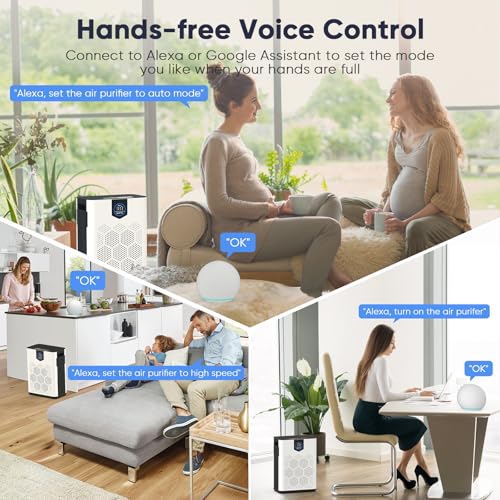 Image of Smart Wifi Air Purifiers for Home Large Room Up to 3000 Ft, DAYETTE Air Cleaner with Washable Filters, Air Quality Monitor, 4 Fan & 22 dB Sleep Mode for Bedroom Living Room