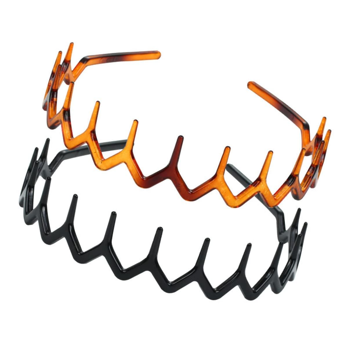 2 Simple Fashion Plastic Headband Fine Tooth Hairband Headwear Hair Hoop Hair Acessories for Women's Lady Girls (Black +Brown)-image-47