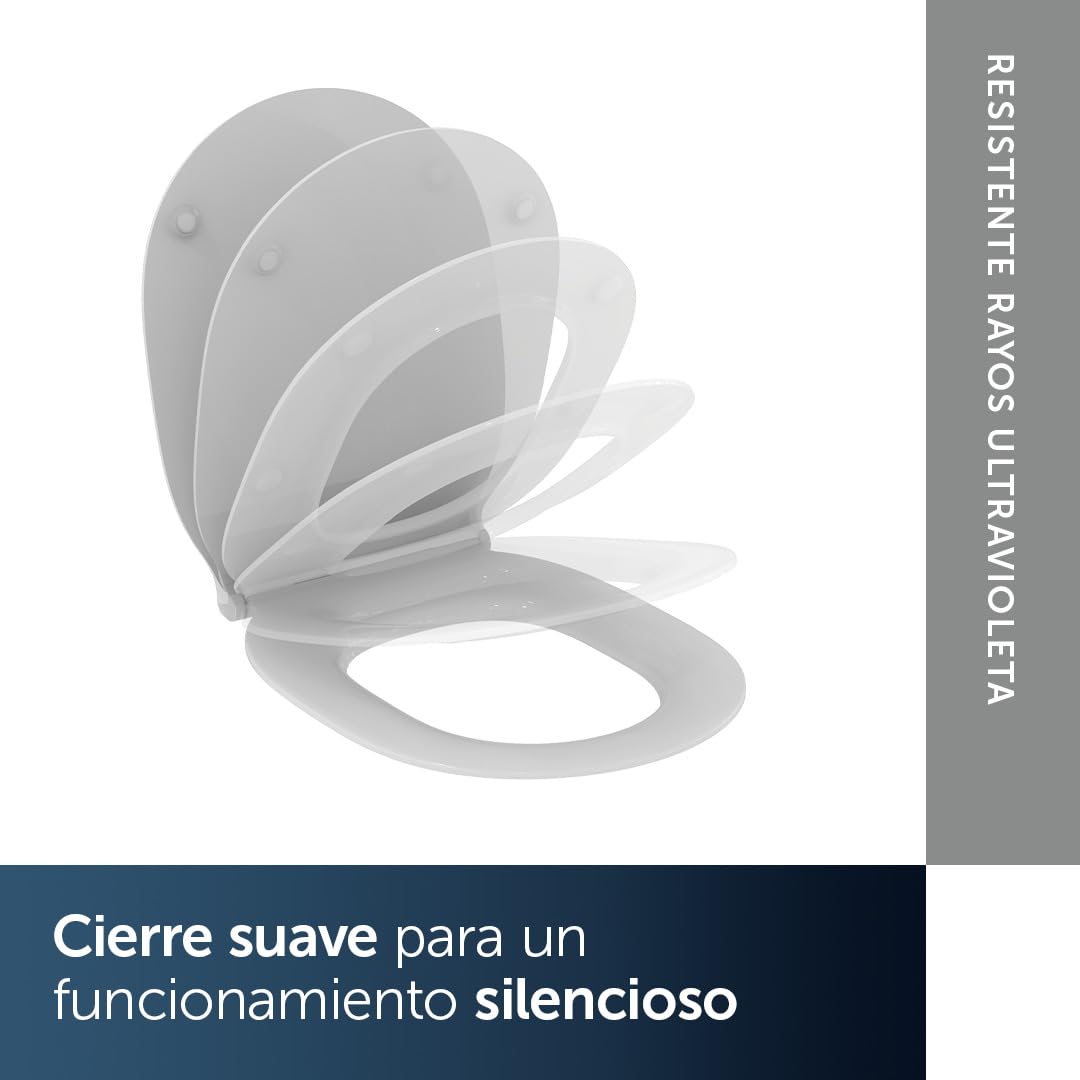 Ideal Standard E036601 Asiento de inodoro Original Connect Air con cierre suave, diseño sándwich, blanco