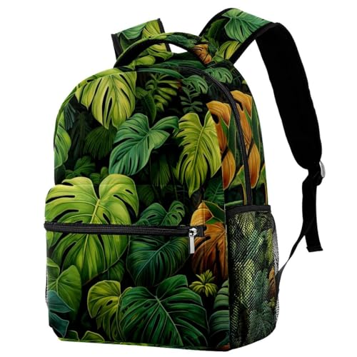 Sac à dos à feuilles vertes tropicales enfants pour l'école et les sorties de week-end