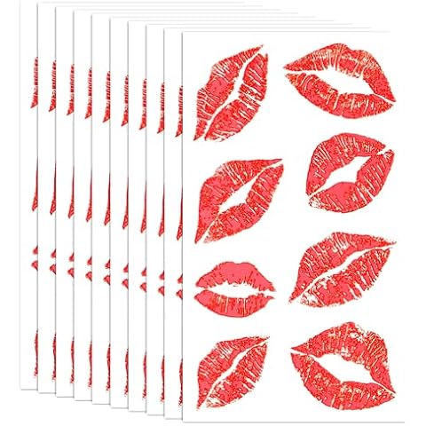 Neptniopllab Red Kiss Temporary Tattoos Cover