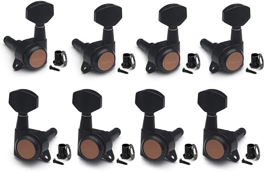 SAPHUE 8-Strings Guitar Locking Tuners 4R4L 118 Lock String Tuning Key Pegs Machine Head with Hexagonal Handle Replacement for Electric Folk or Acoustic Guitars Black, 4L4R