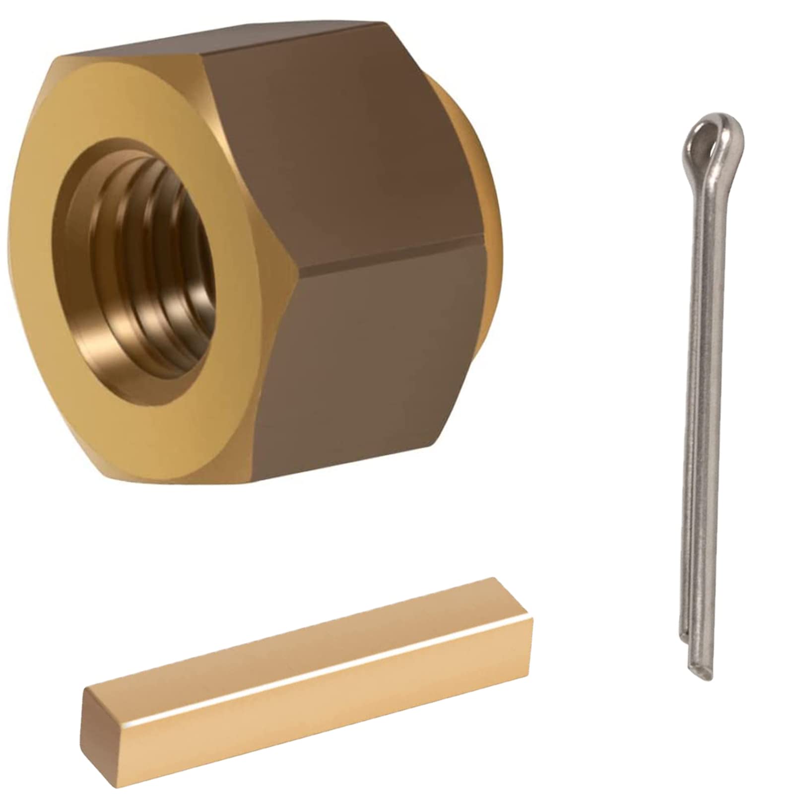 Brass Prop Nut Kit 5008 Nut 1" & 1-1/8" Shaft Size 3/4-10 Thread fit for Inboard Ski, Surf Wakeboard Boats