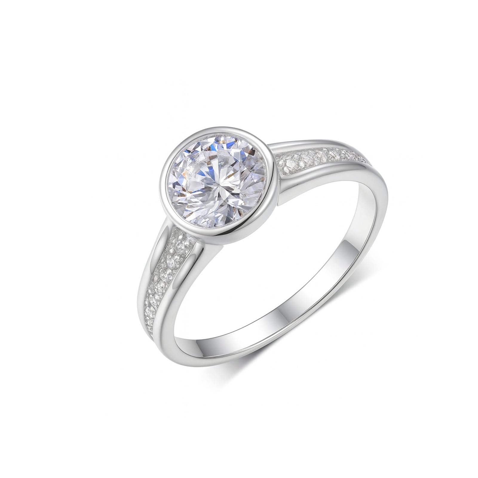 Anillo de oro para mujer, anillo de compromiso, oro blanco, solitario con moissanite de 1 ct