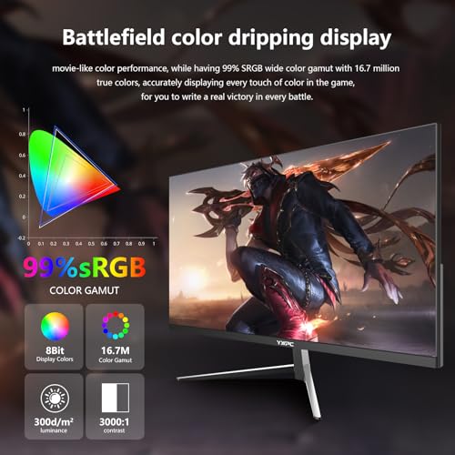 Image of 24 Inch Computer Monitor, 180Hz FHD 1080P VA Screen, 99% sRGB, 1ms, Frameless Design for Work and Play, HDMI, DP, VESA