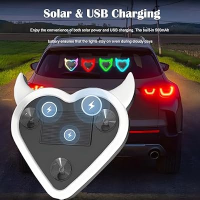 Heart-Shaped Car LED Ambient Light | 7 Color RGB | Solar & USB Charging | 5 Modes | Rear & Side Window Decor | Romantic Gift for Christmas, Valentine's Day