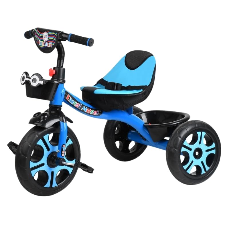 duggi muggi Tricycle for Kids, Smart Plug n Play Kids Cycle Trikes with Basket, Cushion Seat & Safety Belt | Baby Children's Cycle | Baby Tricycle Cycle for Kids 2 to 5 Years Boys Girls - Blue