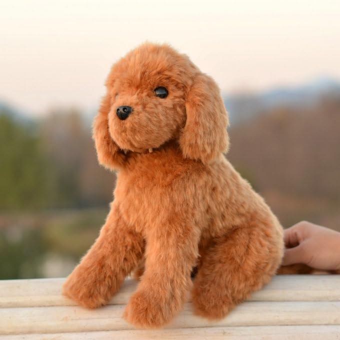 LIUHONGFEI Kleiner Simulations-Teddyhund Plüsch-Spielzeug, realistischer Pudel mit Aluminiumdraht für stabiles Sitzen (es gibt Aluminiumdrähte an den vorderen Gliedmaßen der Sitzposition, um sie