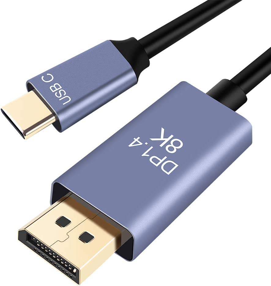 ETZIN USB C to Displayport Cable 8K 60Hz 30Hz, 4K 144Hz 120Hz Thunderbolt 3 to Displayport Cable 6.6ft USB Type C-DP 1.4 Adapter Compatible with Laptop, Projector, TV, PC and More-EPL-289TC.