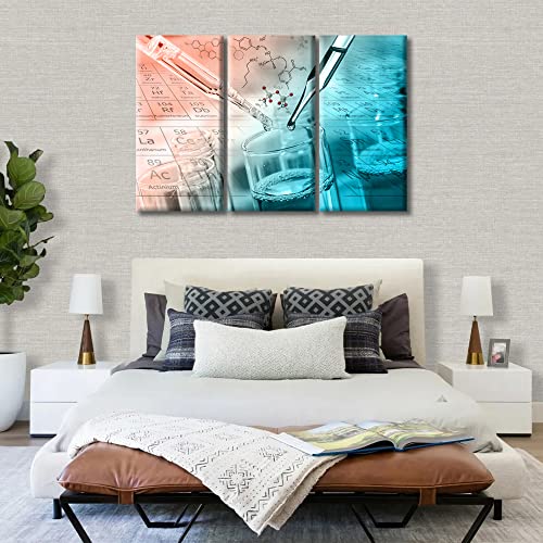 Image of TUMOVO Canvas Wall Art Clinical Laboratory Artwork Pictures Black and White Wall Art 3 Panel Laboratory Posters and Prints Wall Art for Living Room Framed Ready to Hang, 60 inch Wx40 H