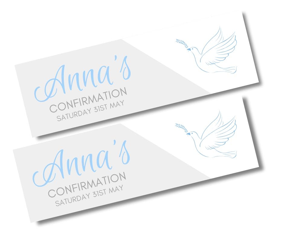 2 Pack Personalised Confirmation Banners, Blue Dove Theme, Add Name & Date, 900x300mm