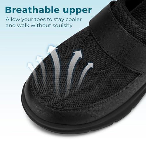 Image of FitVille Wide Slippers for Men Slip-On Wide Mens Mules Clogs for Swollen Feet Adjustable Indoors Lightweight Walking Shoes