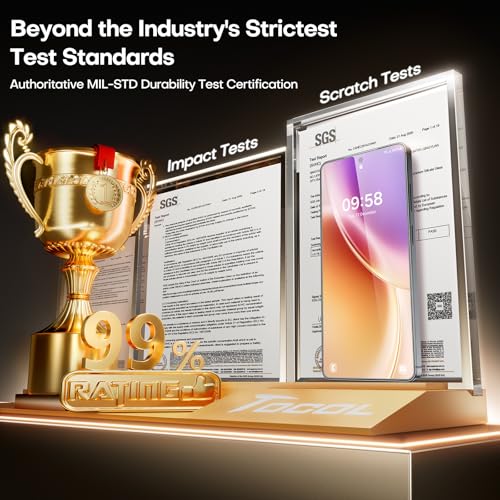 Image of TOCOL for Samsung Galaxy S24 FE Screen Protector | Easy Installation Bubble-Free, 9H+ Tempered Glass, 8FT Military Grade Shatterproof, Anti-Scratch, Case Friendly HD 2 Pack