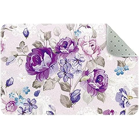 Purple Flower Pattern Area Rug Small Rugs for Living Room, 60 x 90 cm Non Skid Indoor Floor Mat for Bedroom, Kitchen, Entryway,Hallway, Machine Washable Cover