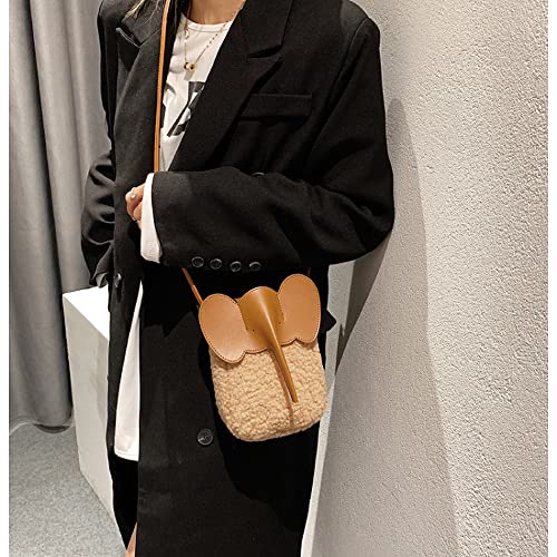 Women Fashion Elephant Plush Phone Shoulder Bag Cute Animal Elephant Purse Crossbody Bag4
